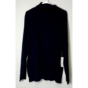 Chico's Sweater Women 4 Black Mock‎ Neck Long Sleeve Pullover Knitwear Top